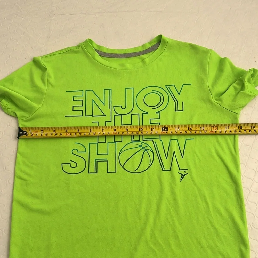 Old Navy neon green blue gradient logo performance short sleeve t-shirt